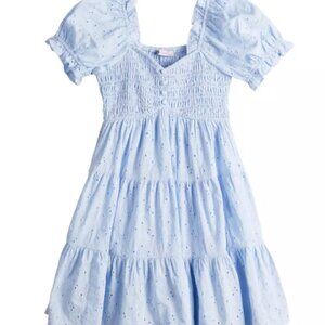 🌿  Cottage-core Blue Smocked Tiered Mini Dress 🌸